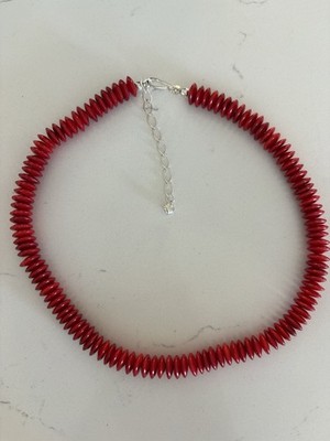 Jay King Mine Finds DTR Red Coral Disc Bead Sterling Silver 925 Necklace
