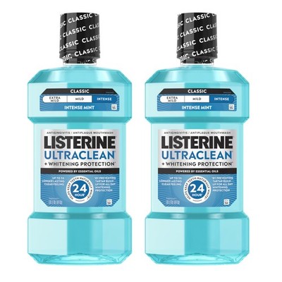 Listerine Ultraclean Intense Antiseptic 33.8 Fl Oz (Pack of 2), Blue