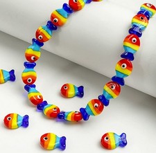 15pcs exquisite handmade Lampwork glass beads Cute Rainbow Fish 13 20mm