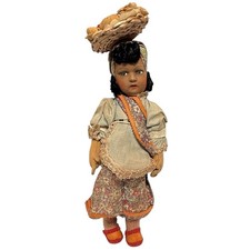 Vintage 1930s Felt Cloth Carmen Miranda Doll Robert Rio De Janeiro Brazil 13"