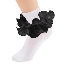 Big Ruffle Socks Woman Double Lace Turn Cuff for Womens Ankle Socks Frilly Dr...