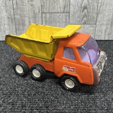 Buddy L Dump Truck Vintage Japan Pressed Steel Orange 5 Inch