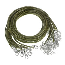 10pcs Waxed Necklace Cord Bulk, 23" and 2mm Dia Necklace String Rope, Army Green