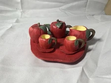vintage miniature apple tea set 10pc 