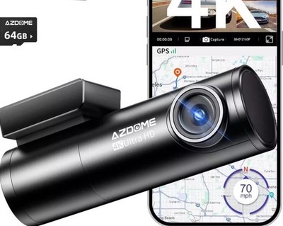 AZDOME M300S 4K Dash Cam Front and Rear, 5G WiFi GPS Night Vision Free 64GB TF