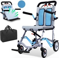 9Kg Rollstuhl Faltbar Leicht,Doppelbremsen,TransportstüHle Mit Einer Reisetasche