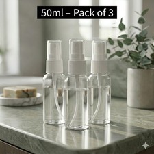30/50/100ml spray Bottle Plastic Transparent Refillable Empty Travel Sample UK