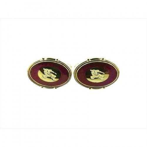 Burberry Cufflinks and Tie pins, Bordeaux x Gold Swivel type
