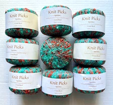 LOTS of 9 Knit Picks Sparkles "CORAL REEF "  (100% Nylon) Ladder Ribbon Yarn
