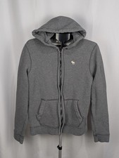 Abercrombie Muscle Hoodie Y2K Preppy Minimalist Gray Full Zip Medium Moose Logo