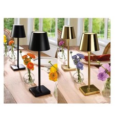 Mikasa Set of 2 Rechargeable LED Lamps 14" Touch Control Dimmable Black & Gold