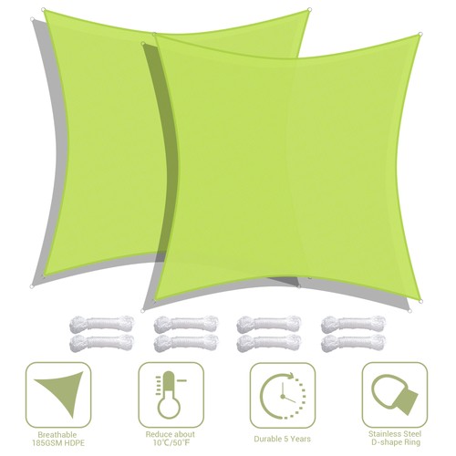 Confezione 2 Parasole Quadrato 18x18 Ft 97% Blocco UV Tettoia Vela Esterno Giardino Piscina