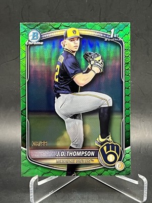 2025 Bowman Draft Chrome J.D. Thompson Green Reptilian Refractor /99 Brewers