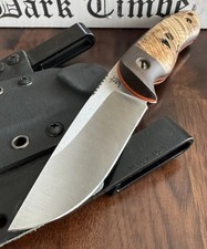 Dark Timber Knives Bushy by Peter Kohler Black Ash Burl/Micarta Scales Nitro V