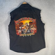 Sturgis Bike Week 2005 Sleeveless Shirt Men's Large Black Cut-Off Vest Biker VTG