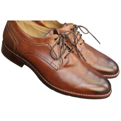 Johnston & Murphy Brown Leather Dark Burnished Toe Oxford 