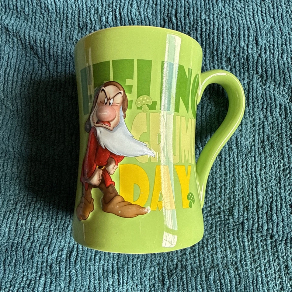 Disney Store Grumpy 3D Mug Snow White Seven Dwarfs Green Ceramic Retired Design - Image 1 of 4