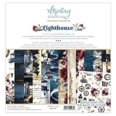 LIGHTHOUSE 12x12 Paper Set Mintay Papers Scrapbook + BONUS Motifs