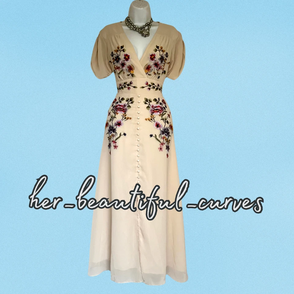 HOPE & IVY EMBROIDERED FLROAL WEDDING OCCASION PARTY DRESS SIZE 16 - Image 3 of 4