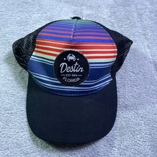 Destin Florida Crab Stripe Trucker Hat Alvin's Island Mesh Snapback