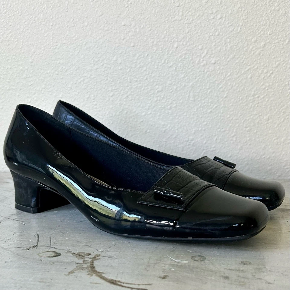 De colección Easy Street imitación charol bloque gatito tacones punta cuadrada preparación Y2K 9 Foto 2 de 4