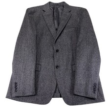 Ralph Lauren Sport Coat Blazer Mens Size 42 R Black Gray Herringbone Wool Jacket