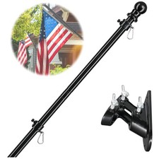 5ft American Flag Pole - Tangle Free, Sturdy Black Flagpole