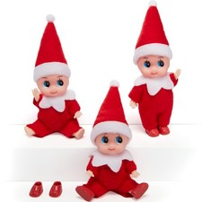 3PCS Christmas Red Tiny Elf Doll Soft Plush Toy for Xmas Decor Gift