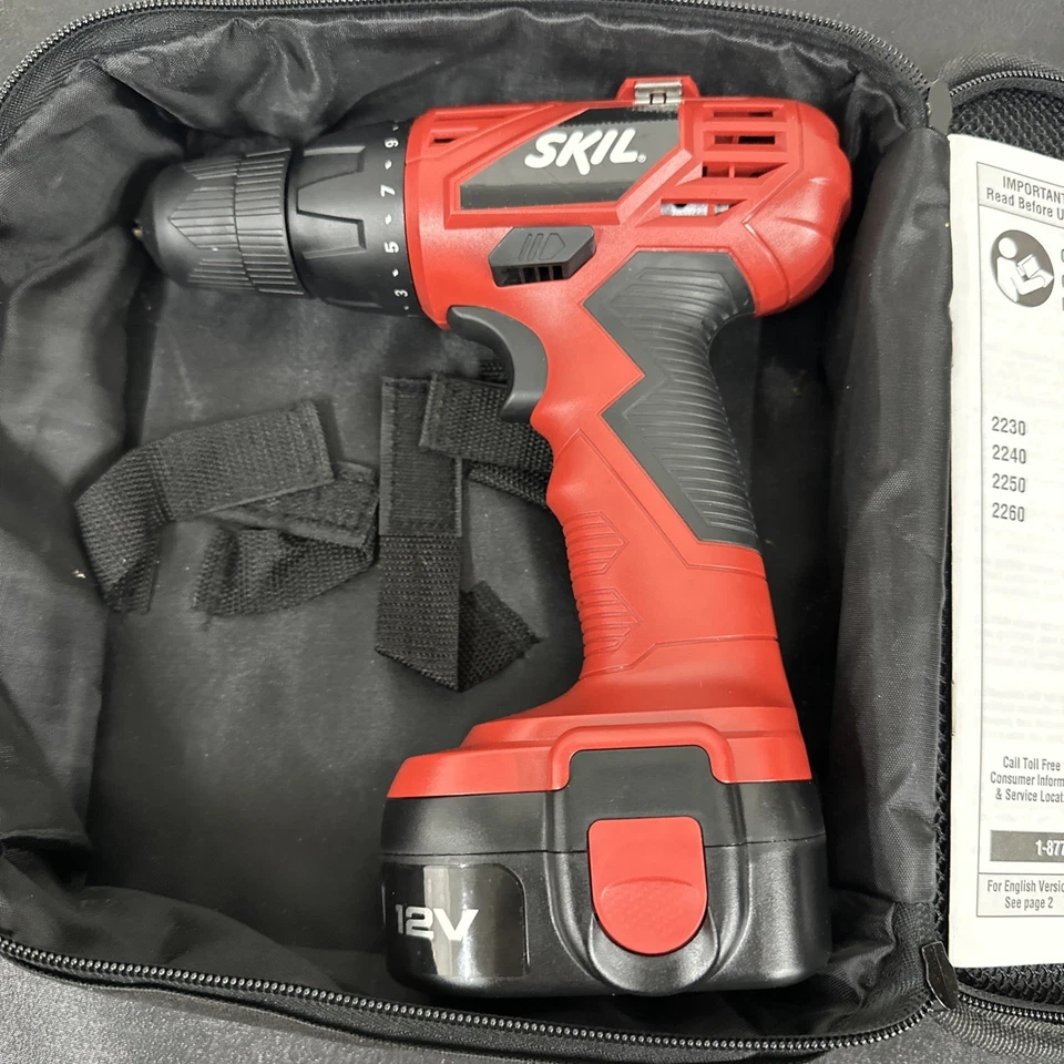 Skil 12v Variable Speed Drill w/Battery Model: 2240 New With Manual & Case - Image 2 of 4