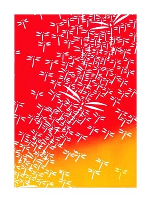 Rien-zome Tenugui Hand Towel Chusen Cotton 100% Made in Japan Red Dragonfly