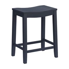 Fiddler Wood Backless Counter Height Stool with Saddle-Style Seat, Navy