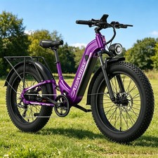 Fat Tire Mountain Electric Bikes for Adults 36MPH 85Mile 48V 17AH 26" Fast Ebike