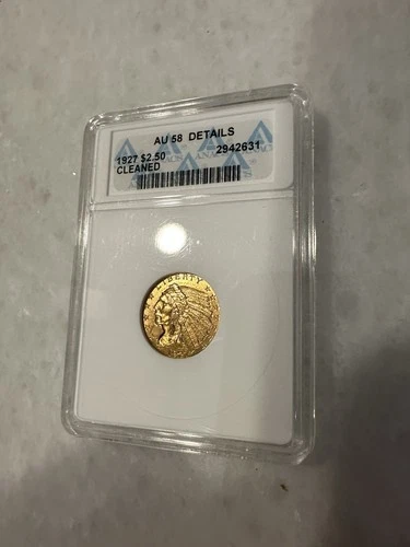 1927 Indian Head $2.50 gold coin au 58