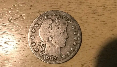 1902-O BARBER SILVER QUARTER 25c SET BREAK