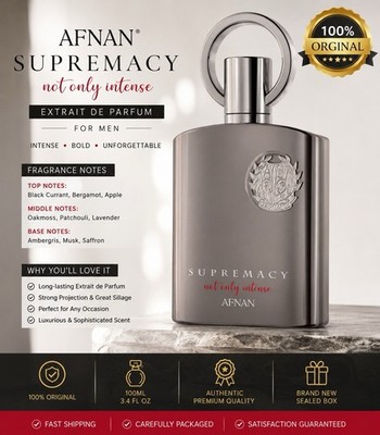 Afnan Supremacy Not Only Intense Extrait De Parfum 3.4 Oz 100ml Men 100% Orginal