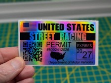 2027 Street Racing Permit Decal - Holographic Novelty Sticker - Jdm Car