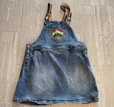 Hot Topic Sponge Bob  Square pants Rainbow Denim Skirtall Dress Size 2 2XL 18/20
