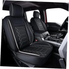 F150 Faux Leather Seat Covers, fit for 2015-2025 F150 Full Set Black Gray