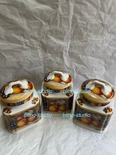 Royal Worcester Tea Coffee Sugar Jar Set of 3 Air Tight Canister Bone China