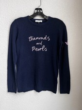 Bella Freud Pullover 100% Navy Cashmere "Diamonds and Pearls" L