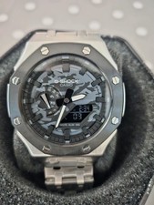 Custom G-Shock GA-2100, CasiOak, Black-Silver, AP Gen 5 Mod- Men's Watch Gift