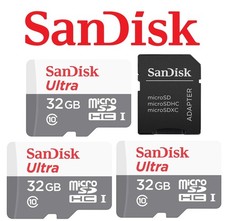 LOT OF 3 SanDisk Ultra 32GB microSDHC Memory Cards 100MB/s with SD Adapter