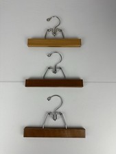 3 Vintage 9  Wooden Pant Hangers Skirt Slacks with Metal Clamps 20