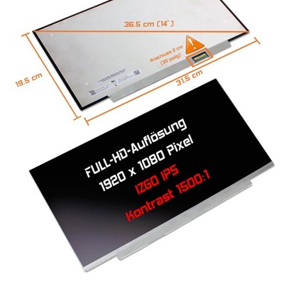 LED Display 14,0'' 1920x1080 matt für LG Display LP140WFH (SP)(F2) 400 Nits IPS