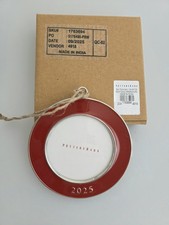Pottery Barn 2025 Round Red Enamel Frame Christmas Ornament