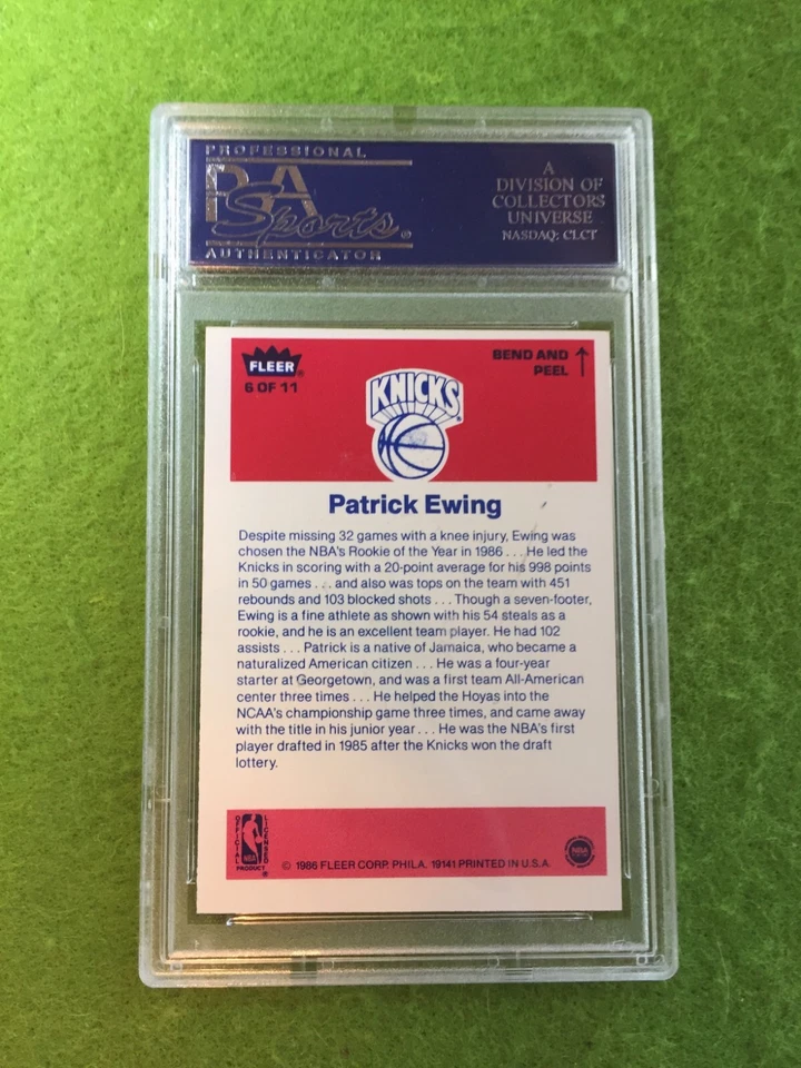 Patrick Ewing ROOKIE CARD JERSEY #33 Knicks RC  1986 Fleer PATRICK EWING STICKER - Image 2 of 4