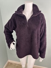 Eddie Bauer Women's Soft Plush Fleece Quarter Zip Pullover Blackberry Sz Medium