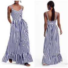 NEW J. Crew Striped Ruffle Maxi Dress size 2