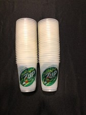 Vintage 7up Crisp Clear Refreshing Taste Soda Plastic Drinking Cups Stack
