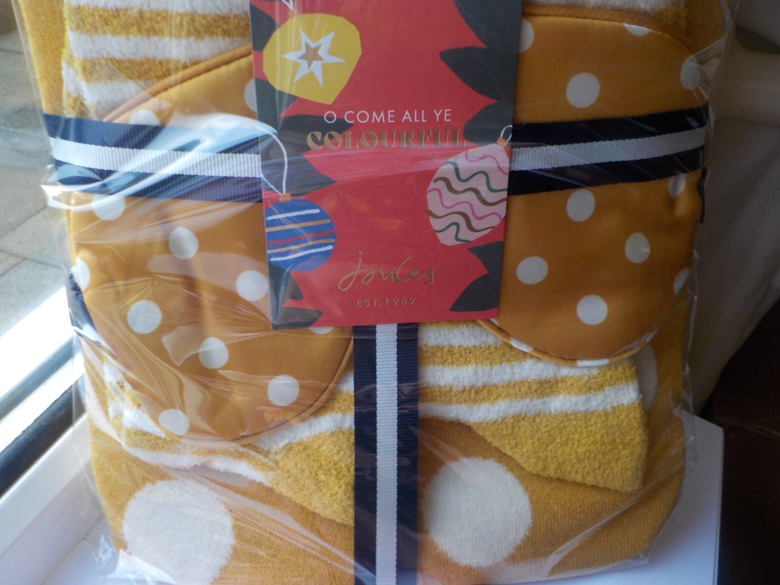 Joules Cosydale Hot Water Bottle, Eye Mask & Socks Gift Set, Antique